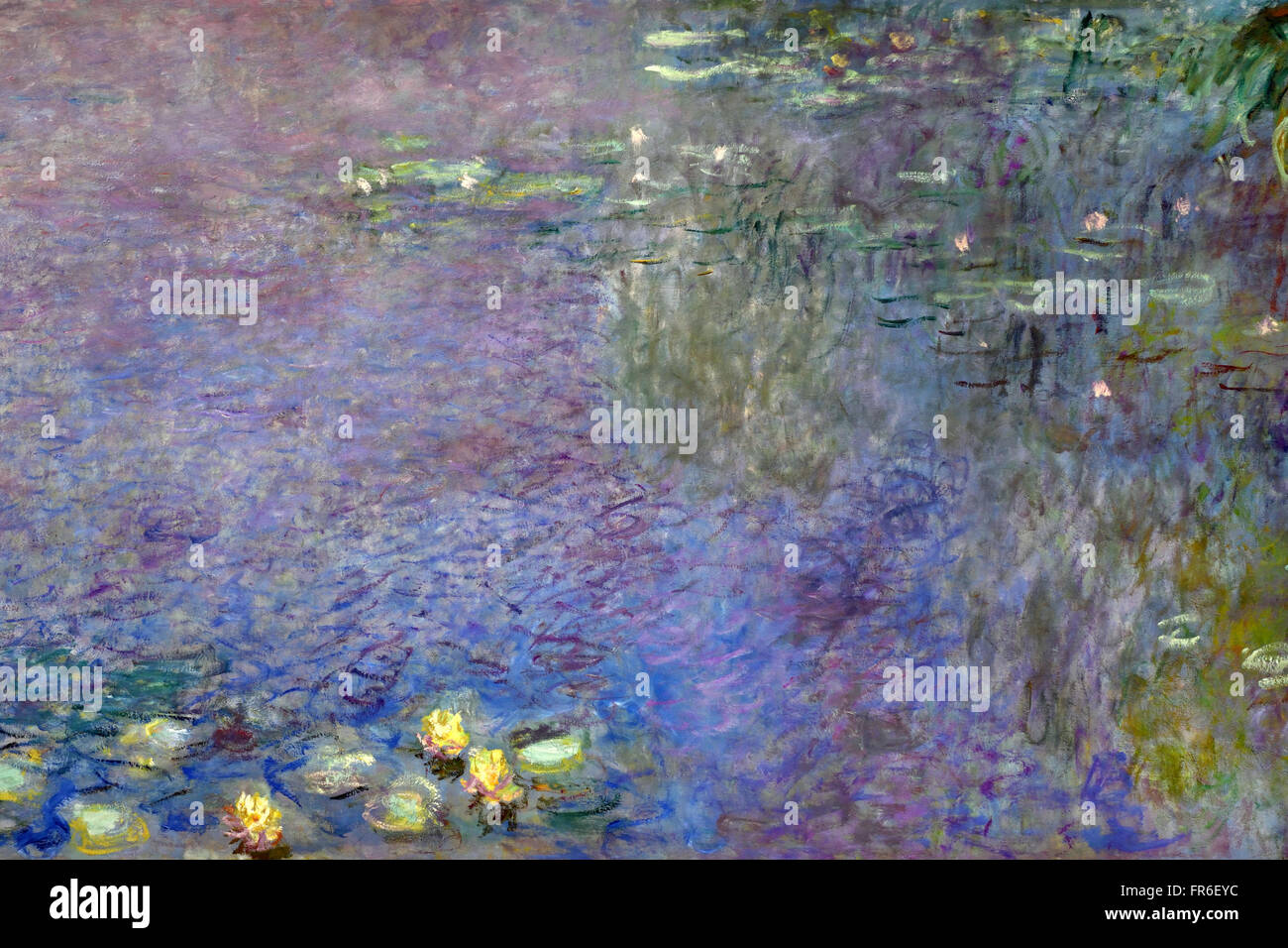 Dettaglio dell'acqua la serie di Lily Nymphaea dipinta da Claude Monet 1840 – 1926 Francia Francese al Musée de l'Orangerie ( Jardin Tuileries Paris ) dipinti francesi impressionisti e post-impressionisti Francia Foto Stock