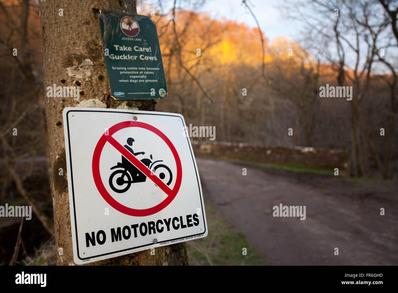 Terra di accesso - No motocicli Foto Stock