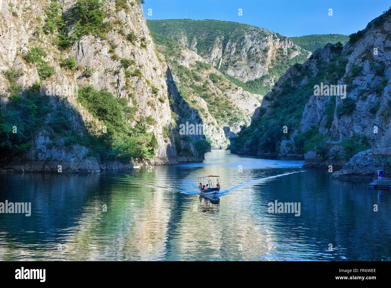 Repubblica di Macedonia, Saraj, il lago e il canyon di Matka, alimentato dal fiume Treska Foto Stock