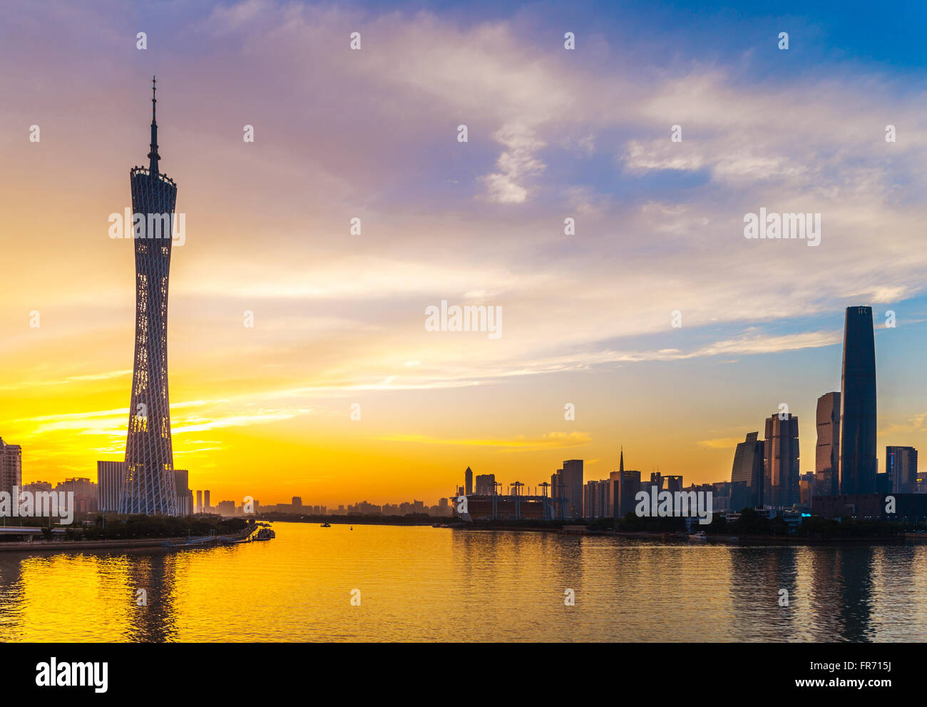 Tramonto in Haixinsha, Guangzhou è molto bella. Foto Stock