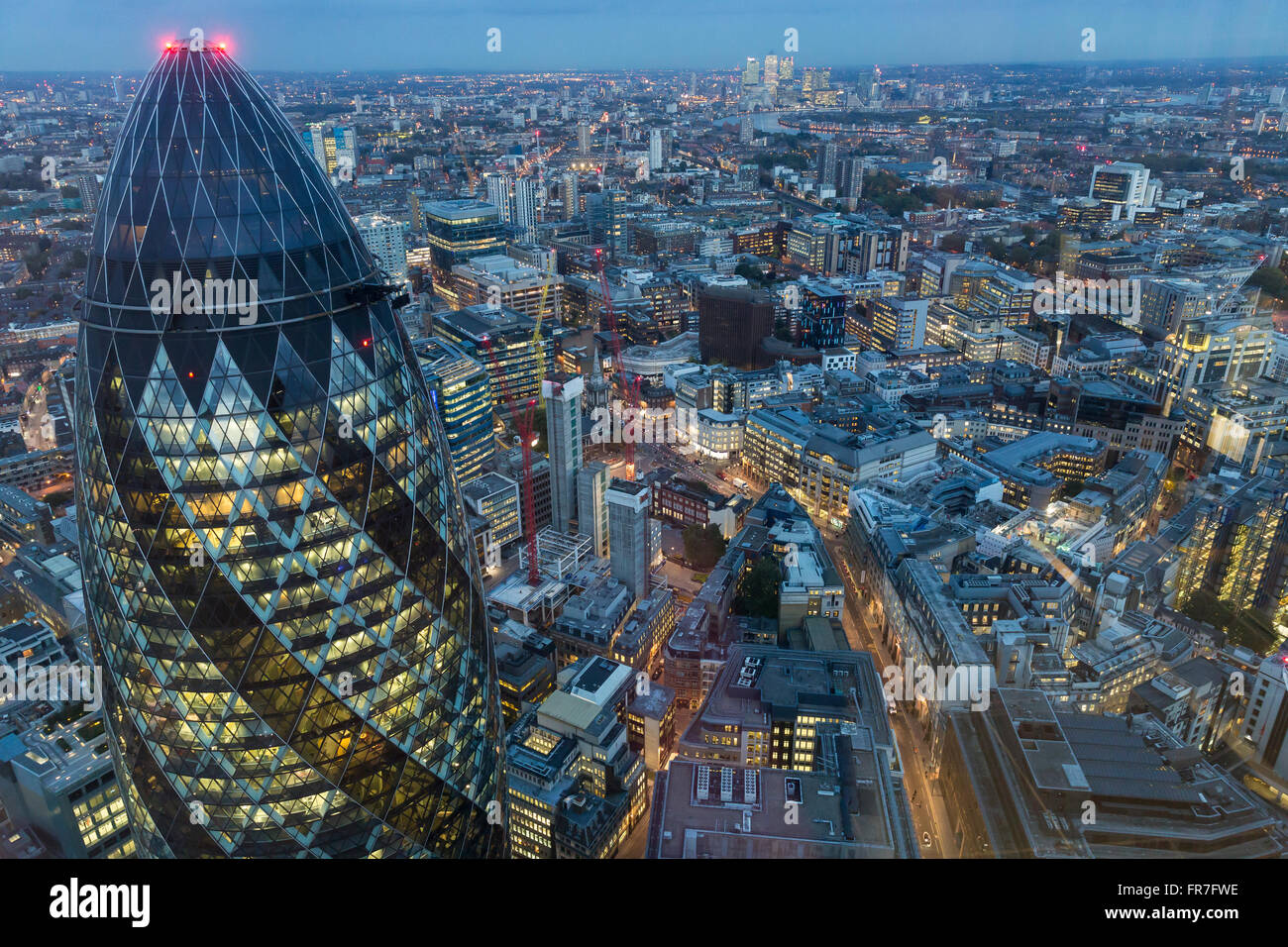 City of London skyline al tramonto. Foto Stock