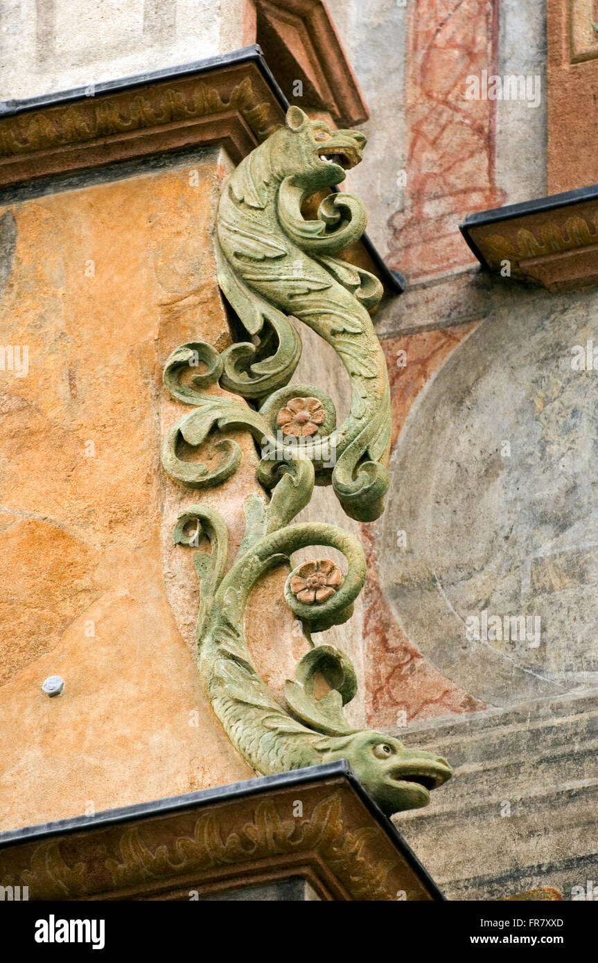 Österreich, Niederösterreich Wachau,, Stein, dettaglio am ehemaligen kaiserlichen Mauthaus in der Landstrasse Nr. 84 Foto Stock