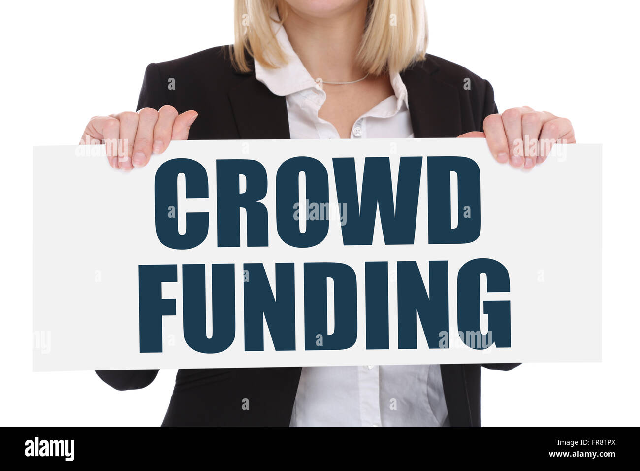 Il finanziamento della folla raccolta crowdfunding denaro investimenti online internet business concetto campagna finanziaria Foto Stock