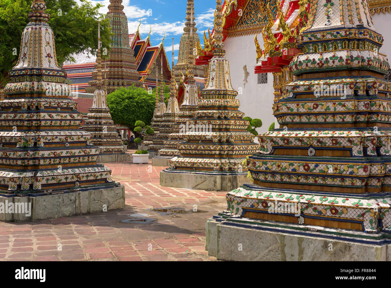 Wat Pho tempio motivi a Bangkok, in Thailandia. Foto Stock