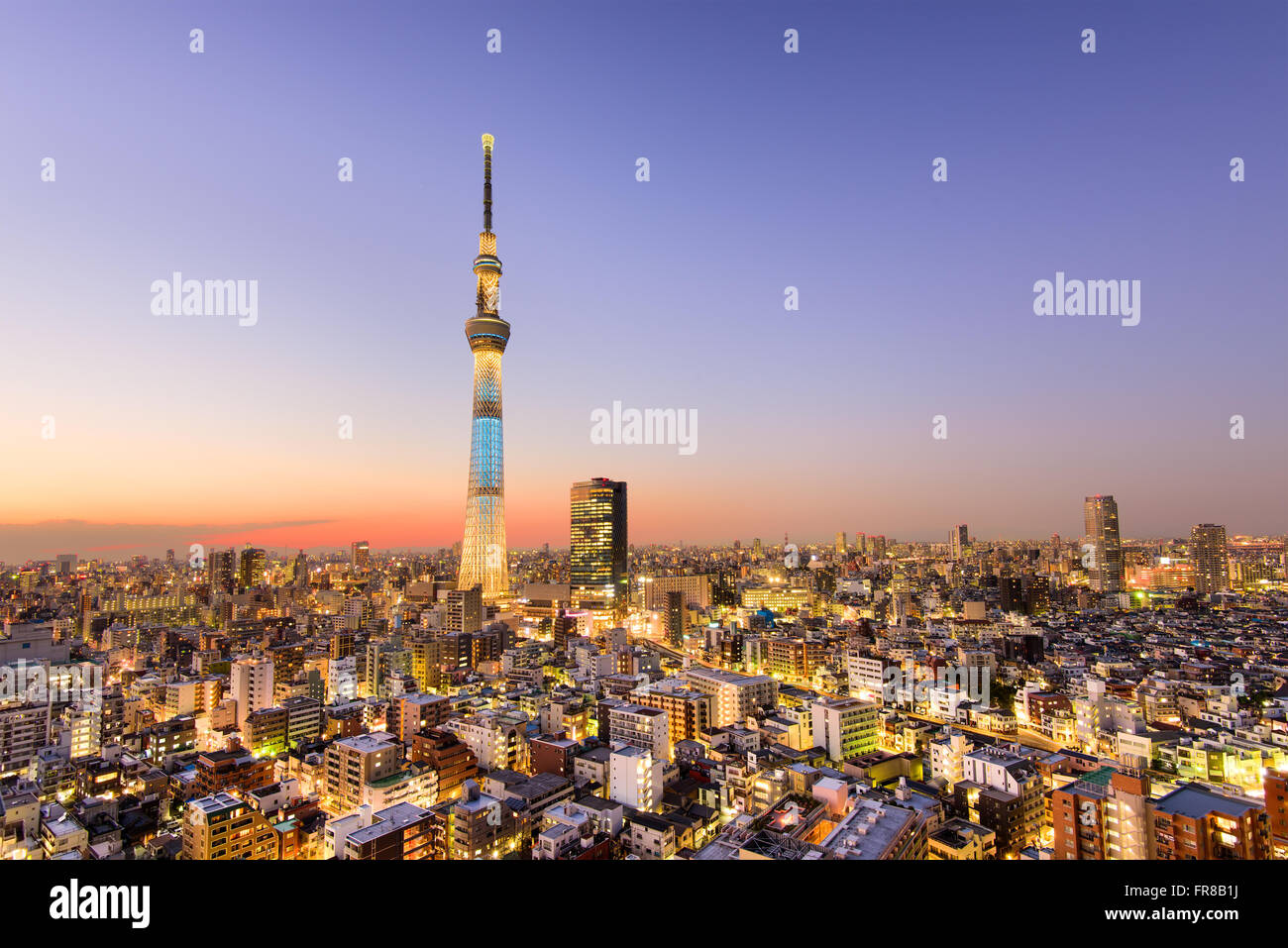 Tokyo, Giappone cityscape e torre. Foto Stock