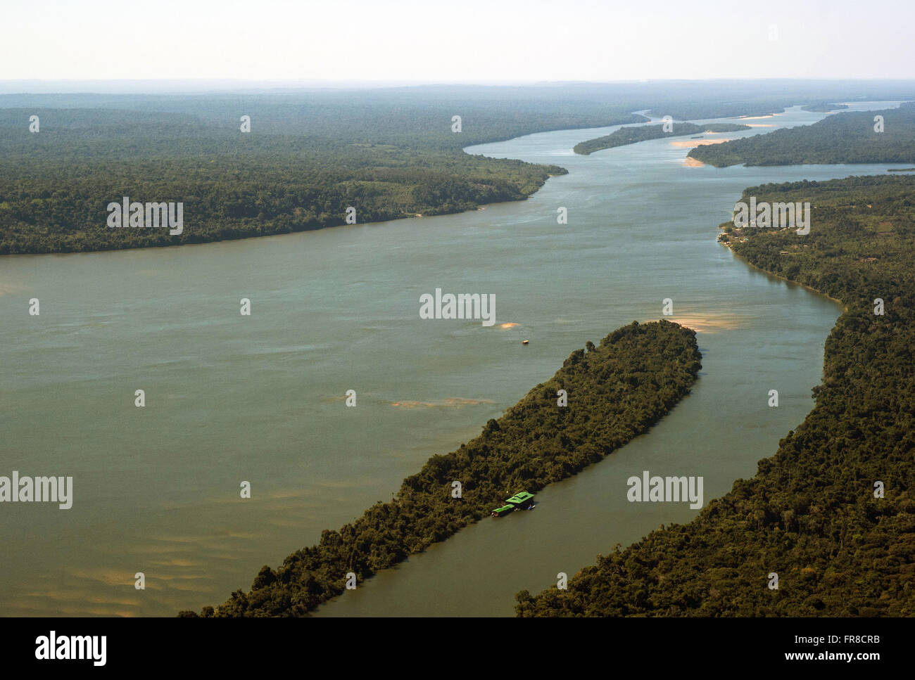 Punto di confluenza dei fiumi Juruena e Teles Pires do Rio Tapajos formatori Foto Stock