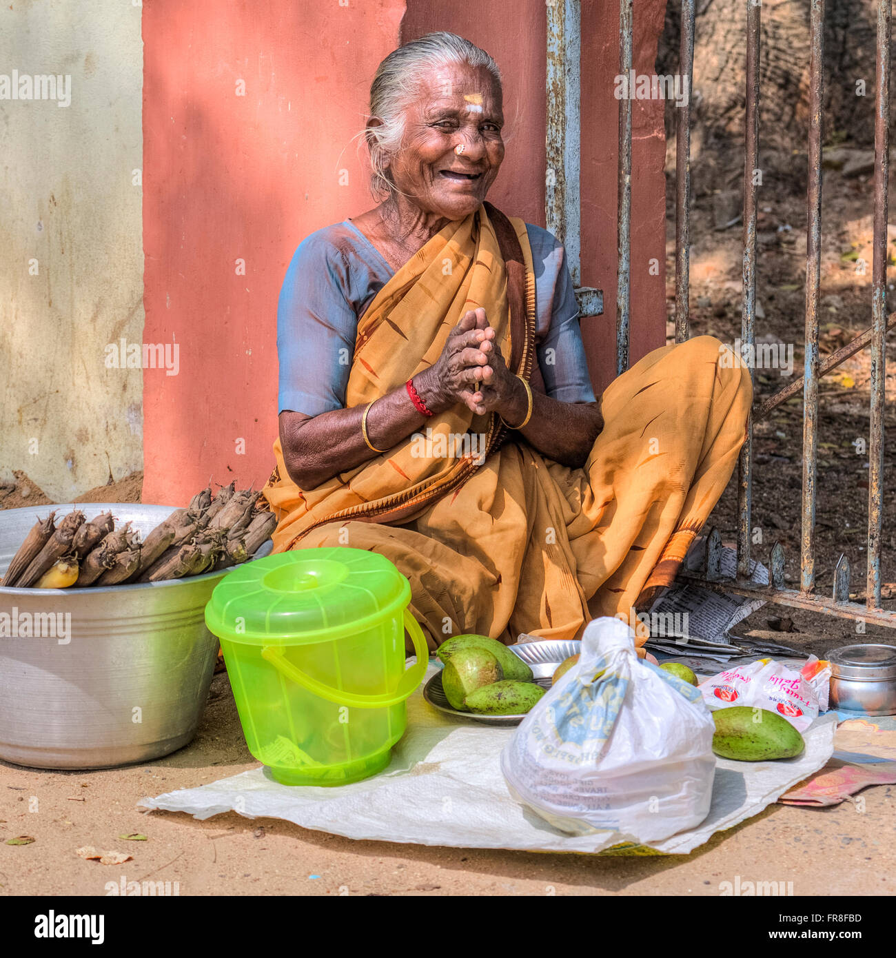 Venditore ambulante di Mahabalipuram, Tamil Nadu, India, Asia Foto Stock