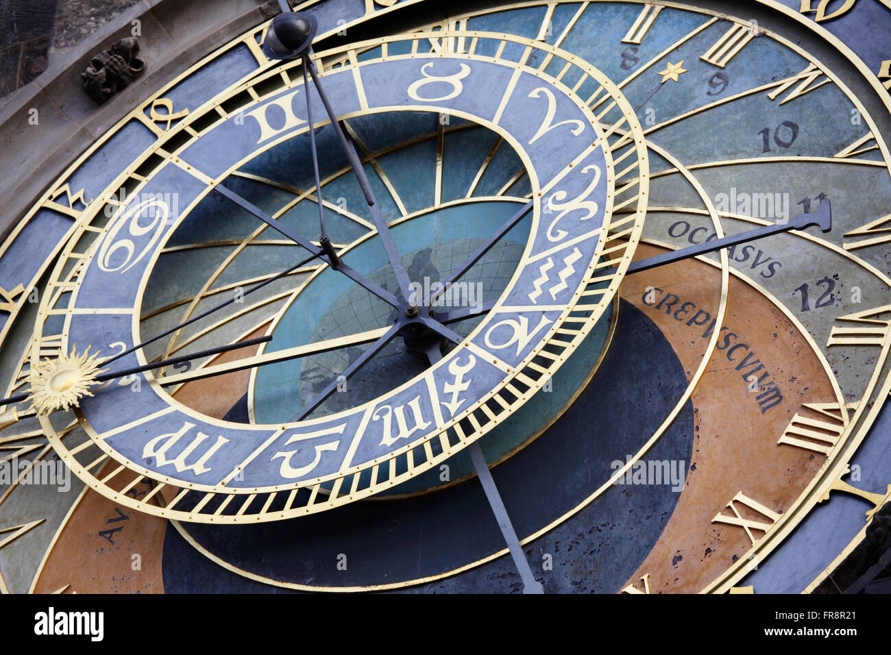 Dettaglio del clock atronomical in Staré Mesto, Praga, Repubblica Ceca Foto Stock