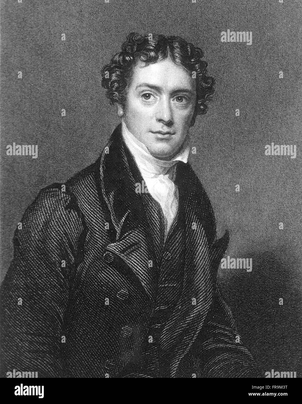 Ritratto di Michael Faraday - (22 settembre 1791 - 25 agosto 1867) nel suo fine degli anni trenta. Visto qui in una incisione di John Cochran (1821-1865). Michael Faraday - 22 settembre 1791 - 25 agosto 1867 fu uno scienziato inglese che hanno contribuito ai campi di elettromagnetismo ed elettrochimica. I suoi principali scoperte includono quelli di induzione elettromagnetica diamagnetism ed elettrolisi. Foto Stock
