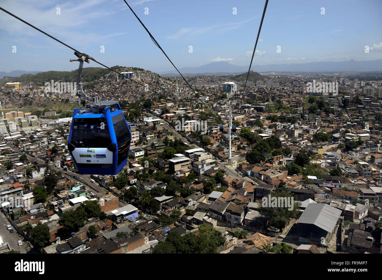 Funivia nel Complexo do Alemao baraccopoli - set di 13 baraccopoli in nord Foto Stock