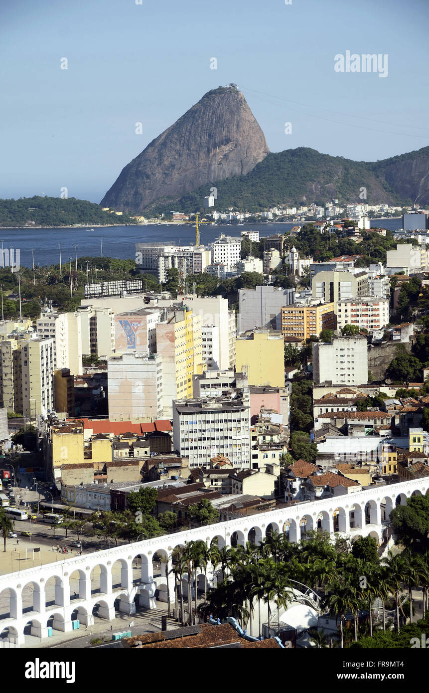 Vista aerea del distretto Lapa nel centro della città di Rio de Janeiro - Arcos da Lapa Foto Stock