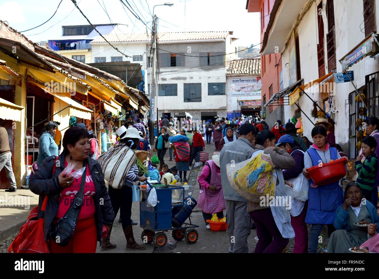 Mercato occupato in Cusco Foto Stock