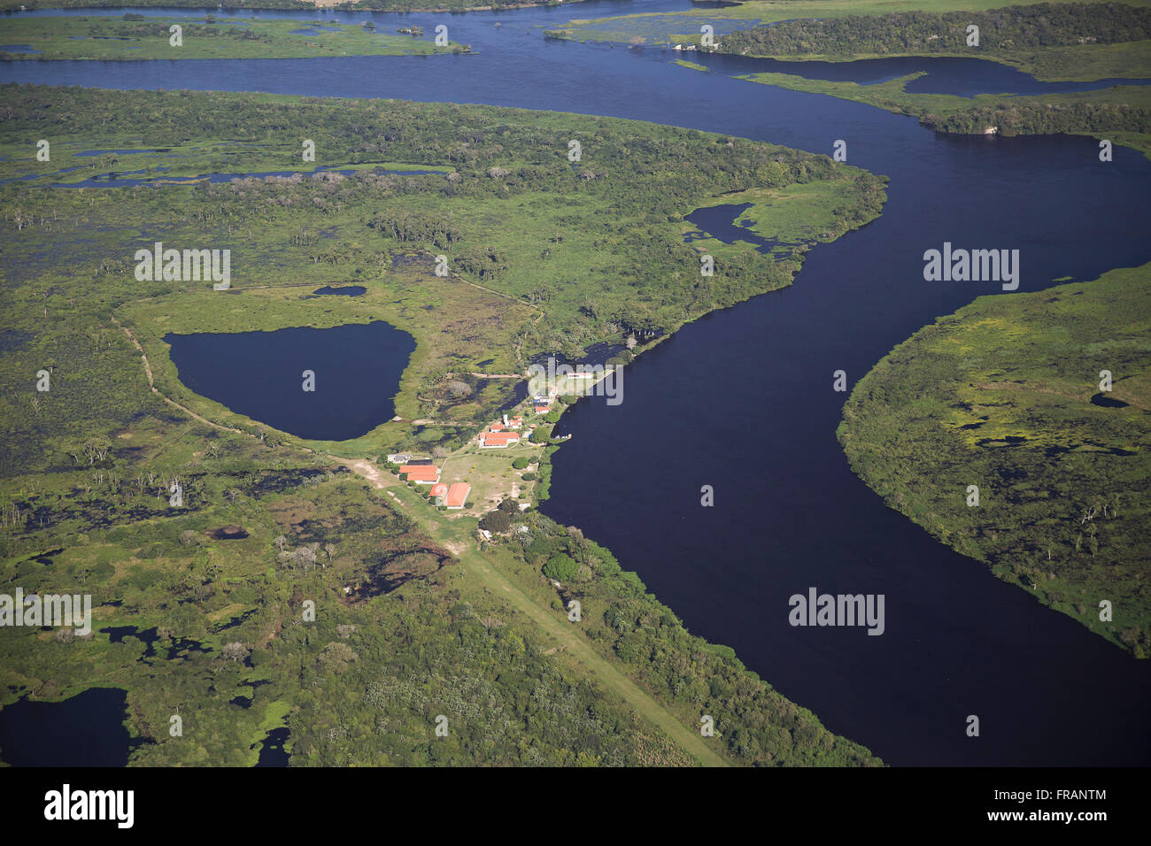 Vista aerea del Jatobazinho progetto Scuola in Pantanal la regione di Acaia Sierra Amolar Foto Stock
