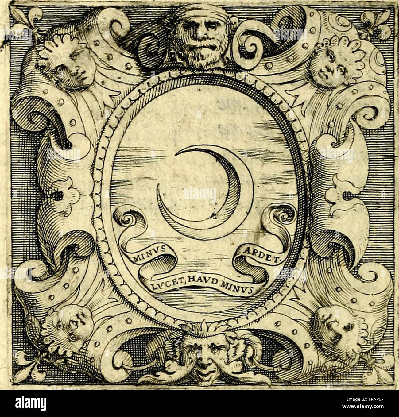 Questa opera italiana del 1586 presenta vari emblemi, insieme a discorsi di Camillo Camilli e incisioni in rame di Girolamo Porro, illustrando simboli e idee storiche. Foto Stock