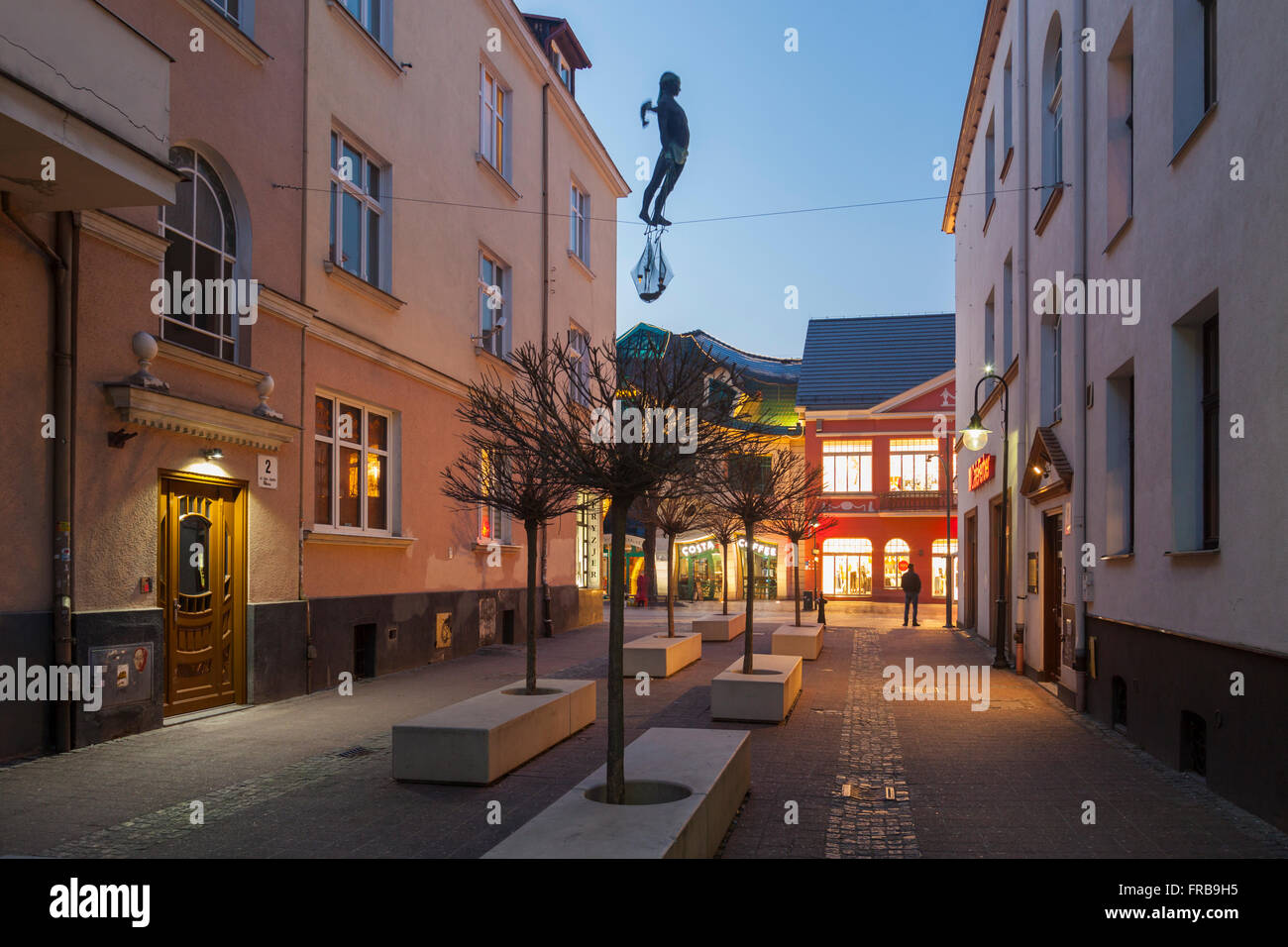 Di sera su Jozef Bem street in Sopot, Polonia. Foto Stock