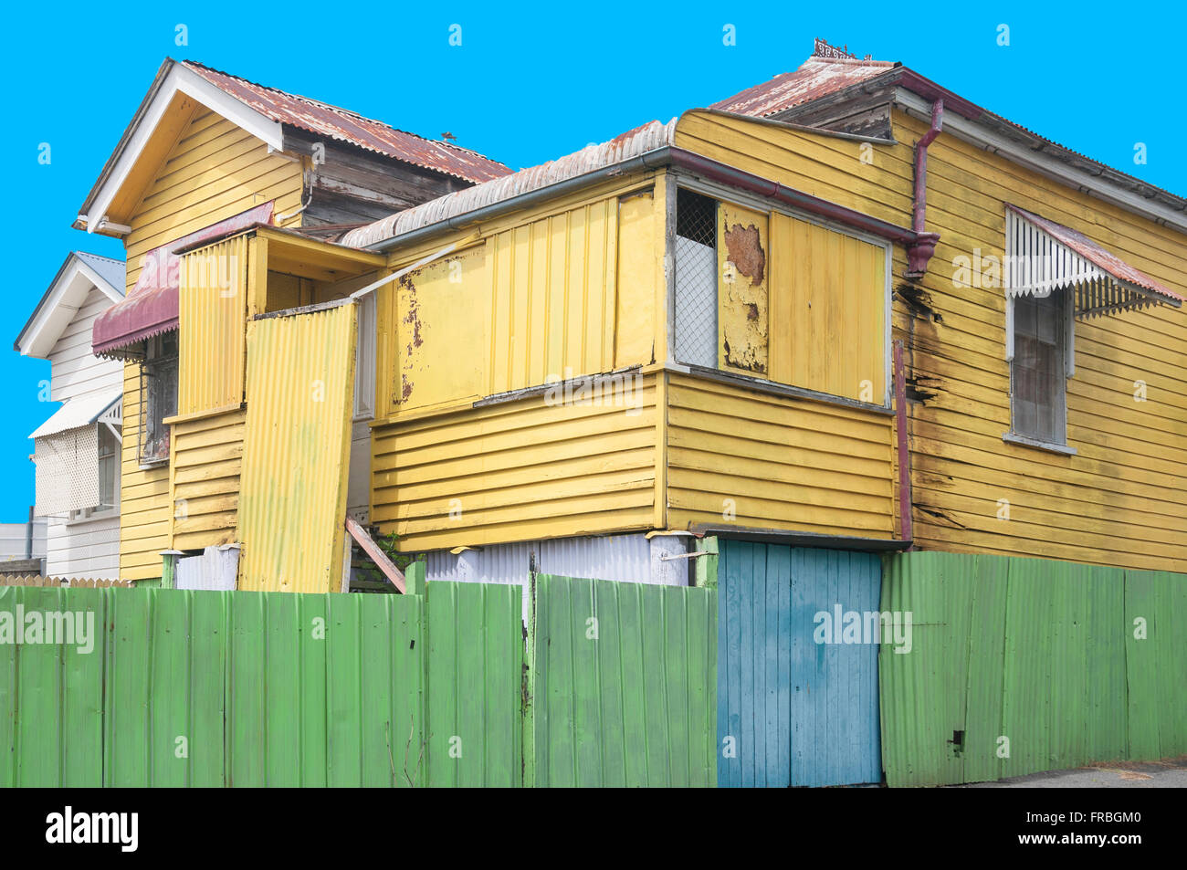 Coloratissima casa weatherboard, Caxton Street, Paddington, Brisbane, Queensland, Australia Foto Stock