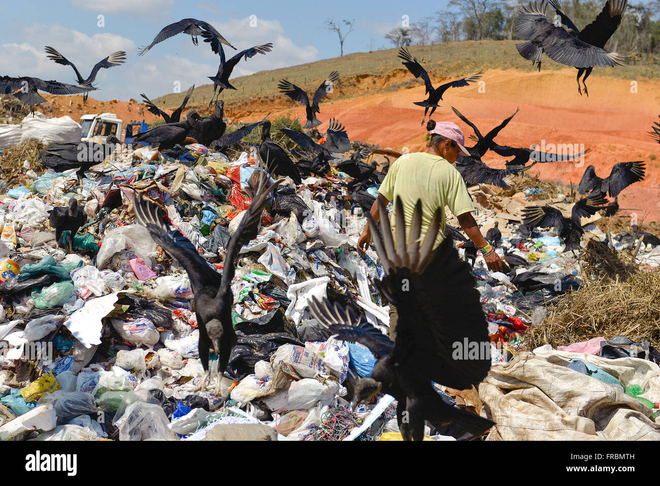 Raccoglitrice di deposito rifiuti riciclabili il cielo aperto in 17 km di autostrada BR-040 Washington Luiz Foto Stock