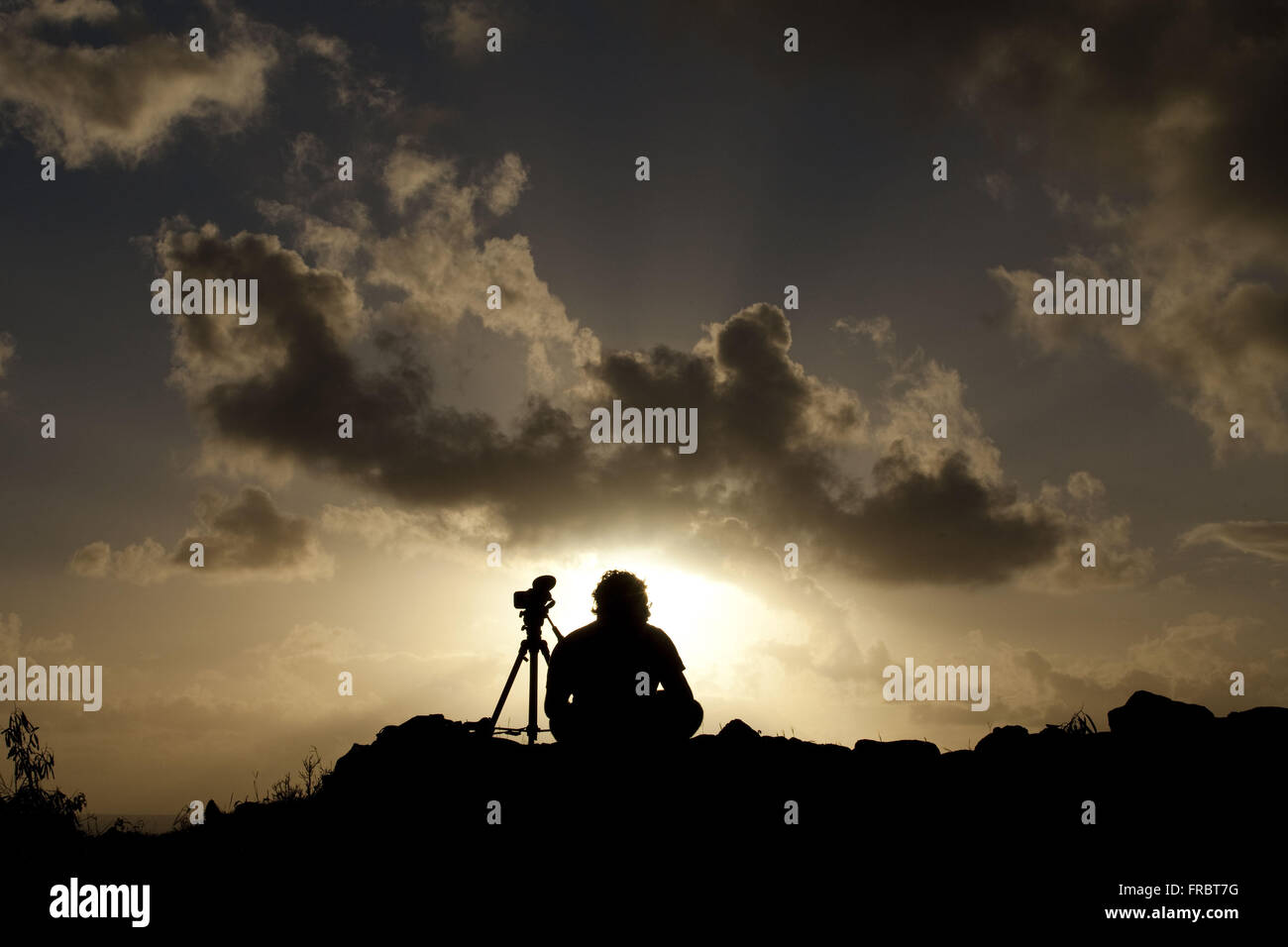 Fotografo a lavorare nel tardo pomeriggio - Parco nazionale Foto Stock