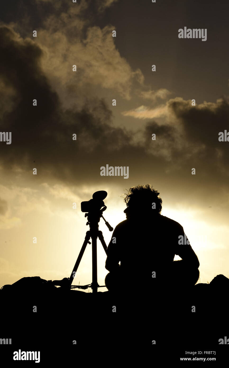 Fotografo a lavorare nel tardo pomeriggio - Parco nazionale Foto Stock