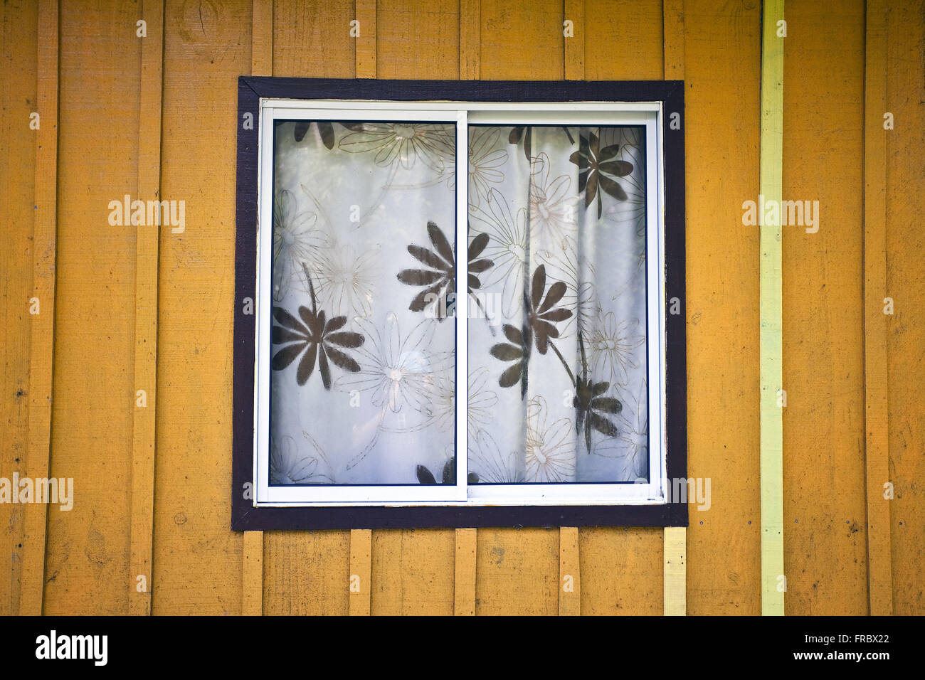 Chiudere la finestra casa in legno in Ilha do Mel, Parco Statale di Ilha do Mel Foto Stock