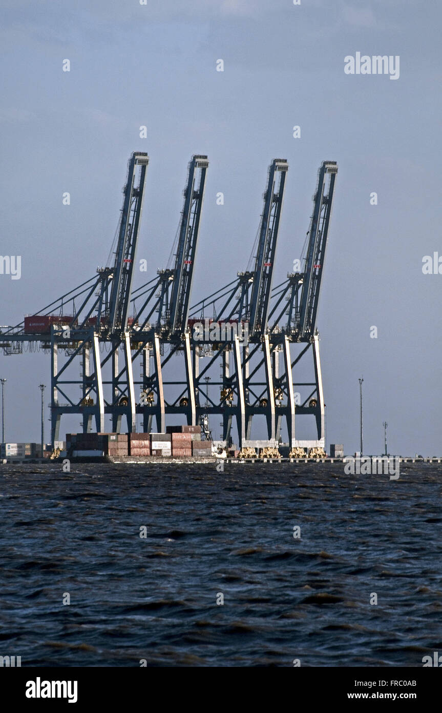 Vista del Porto di Montevideo dal River Plate Foto Stock