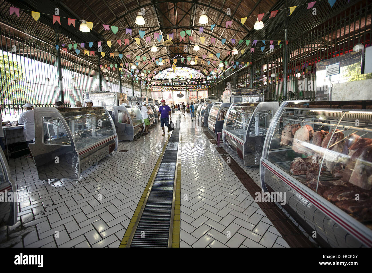 Interior do Mercado Municipal Adolpho Lisboa Foto Stock