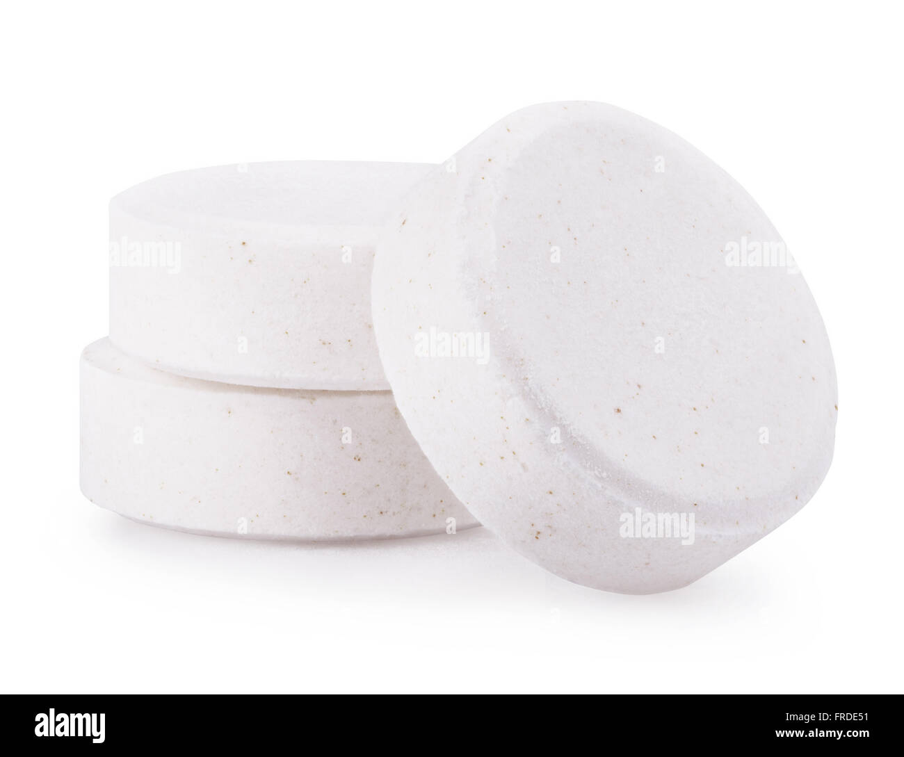 Pillole di bianco isolato su sfondo bianco. Tracciato di ritaglio Foto Stock