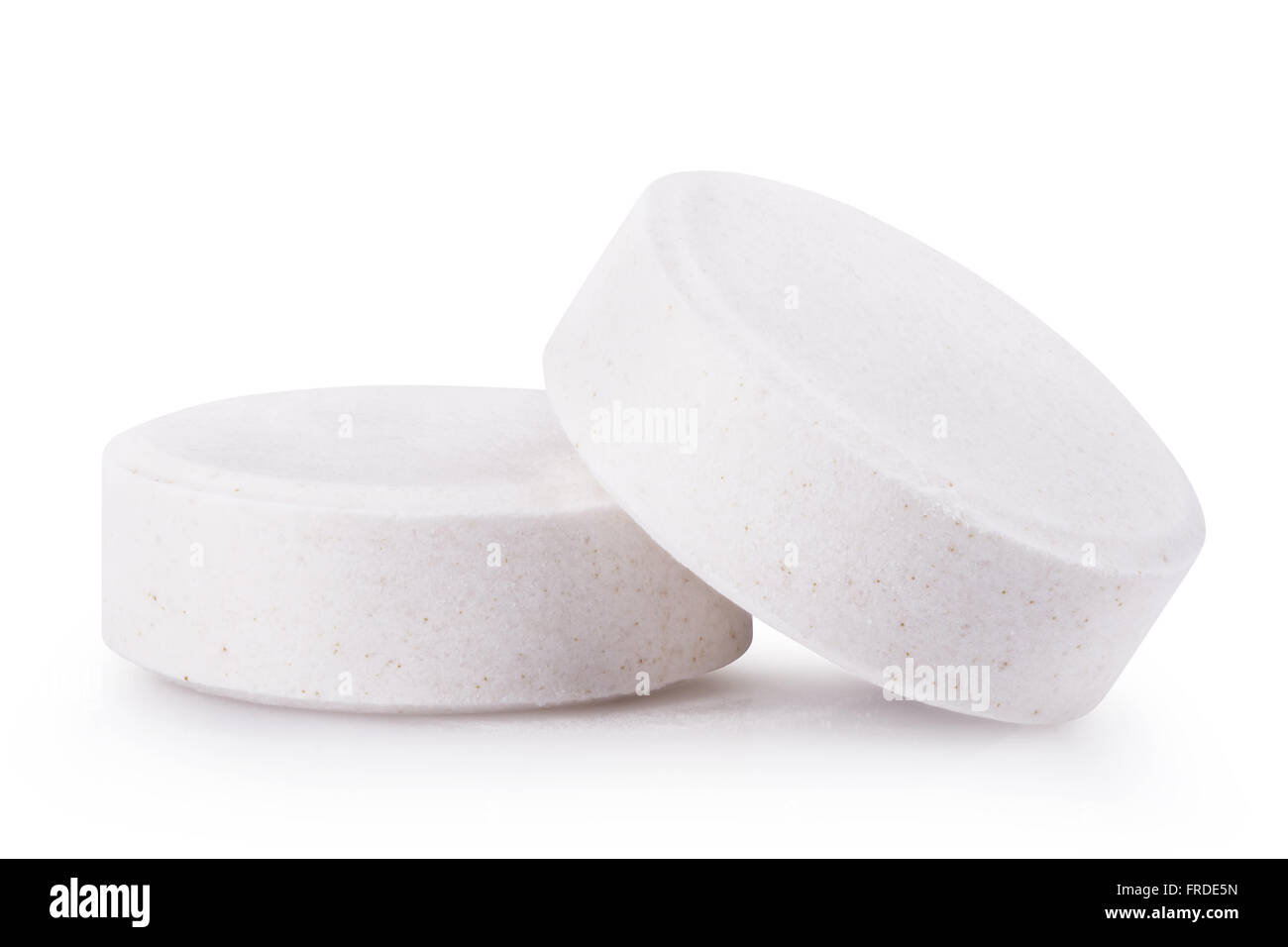 Pillole di bianco isolato su sfondo bianco. Tracciato di ritaglio Foto Stock