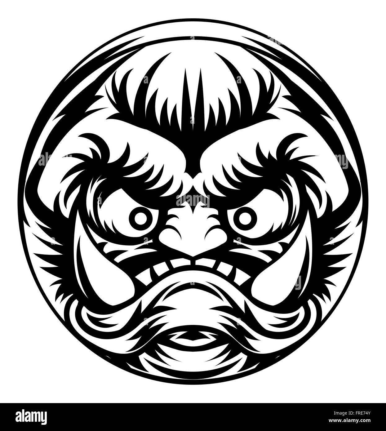 Una illustrazione di un troll stilizzato o altri monster face icona emoji Foto Stock