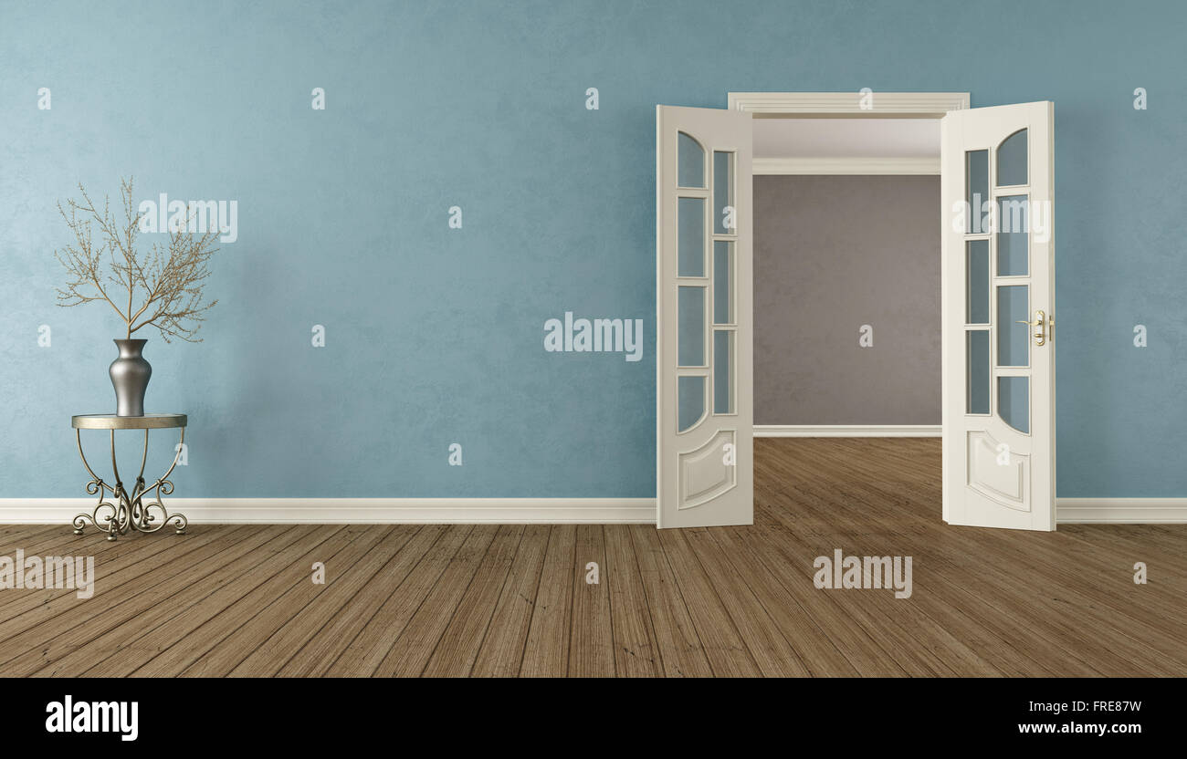 Classic vuoto interno con porta aperta - il rendering 3D Foto Stock