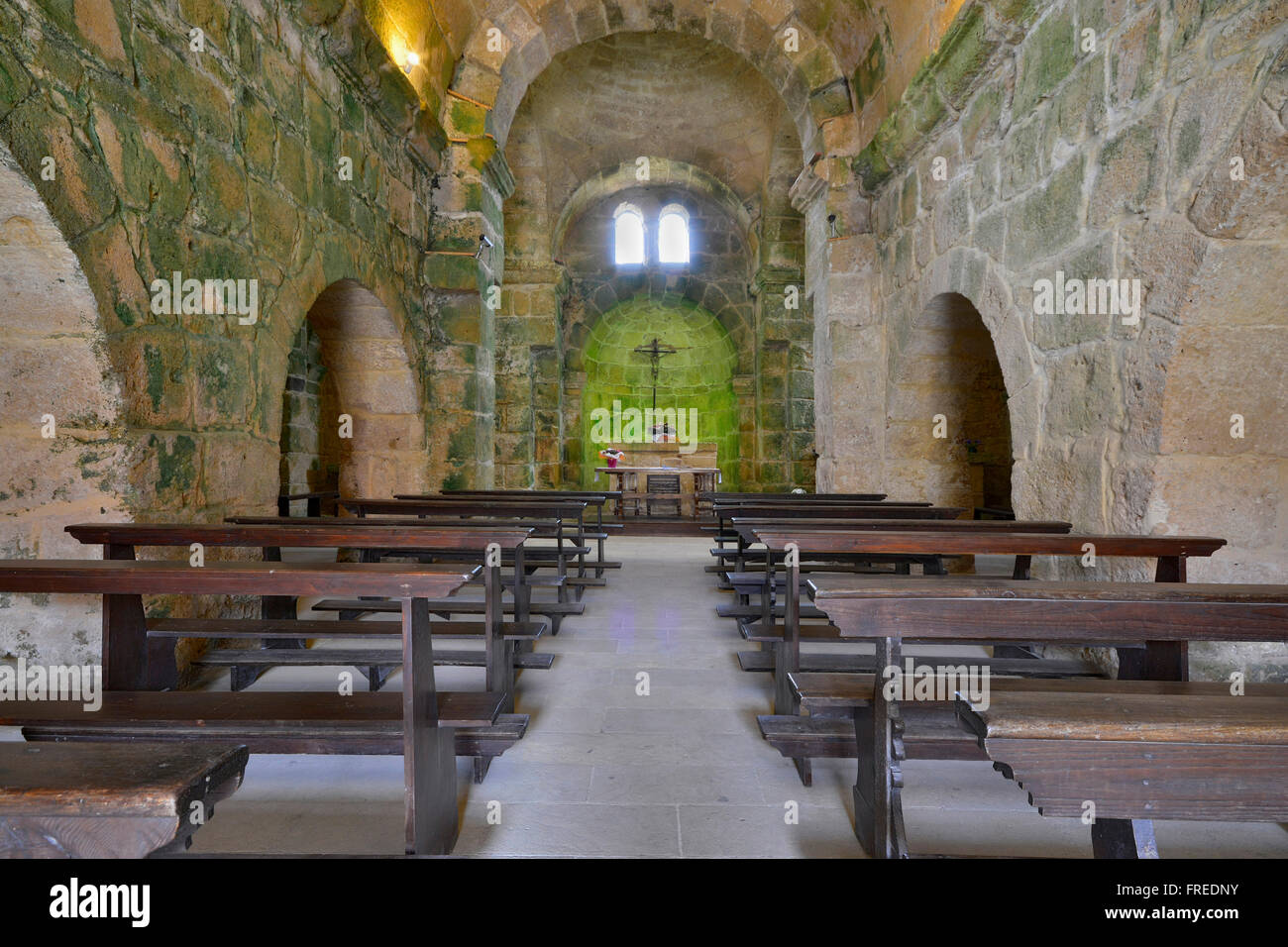 San Giovanni di Sinis, la più antica chiesa bizantina di Sardegna, interno, Tharros, Sardegna, Italia Foto Stock