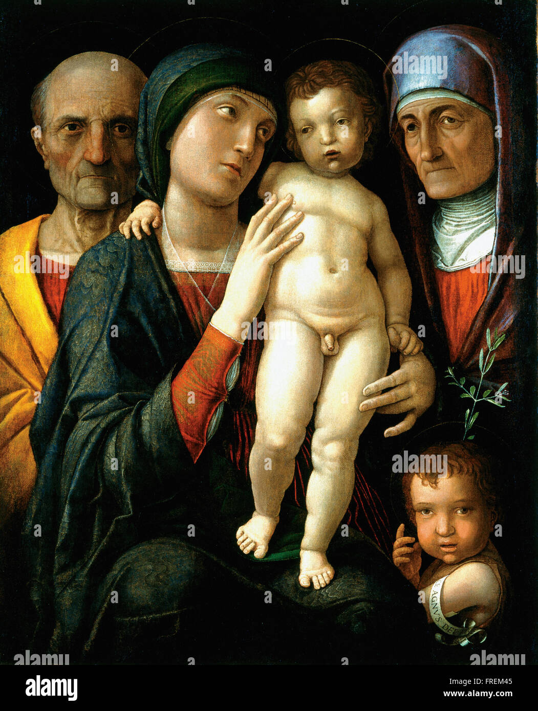 Andrea Mantegna - La Santa Famiglia Foto Stock