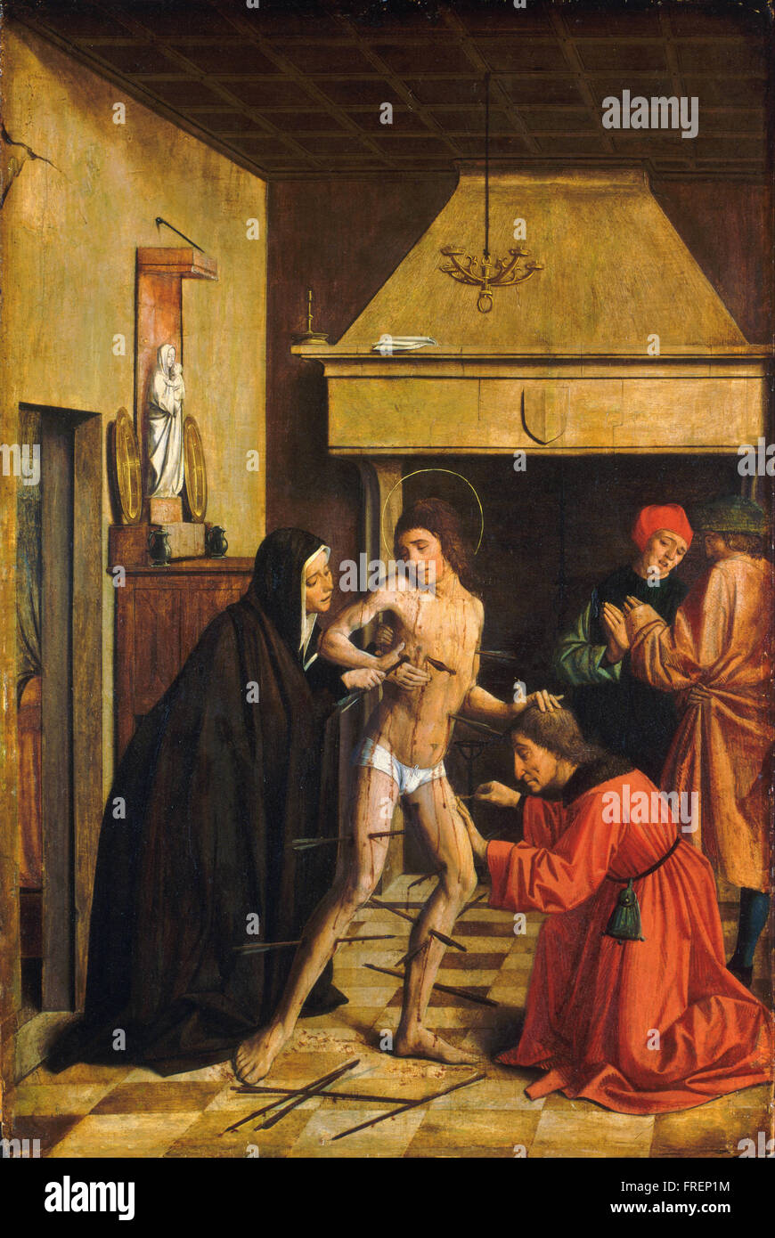 Josse Lieferinxe - San Sebastian curata da Irene Foto Stock