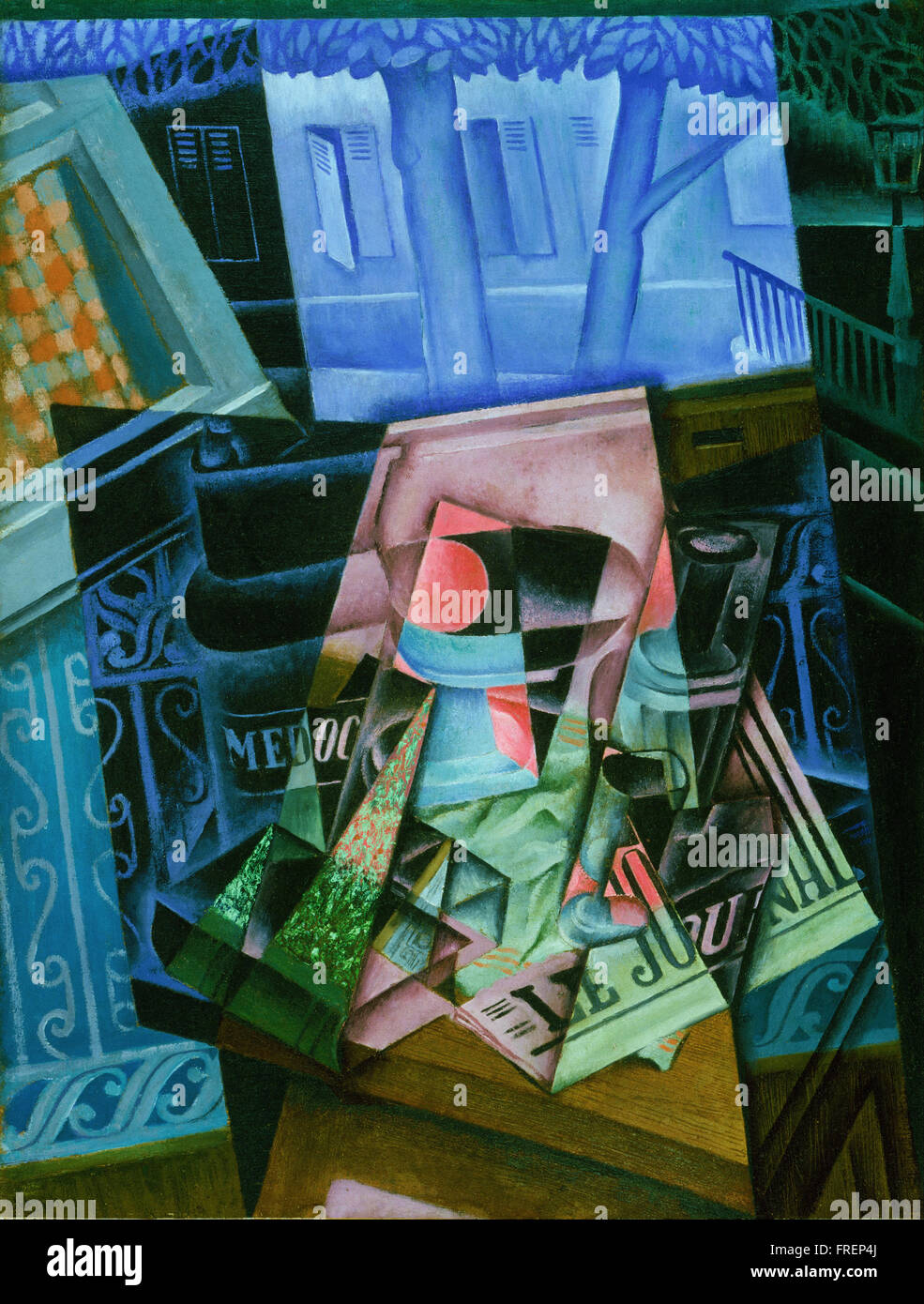 Juan Gris (José Victoriano Gonzalez Perez), spagnolo - vita ancora davanti a una finestra aperta Foto Stock