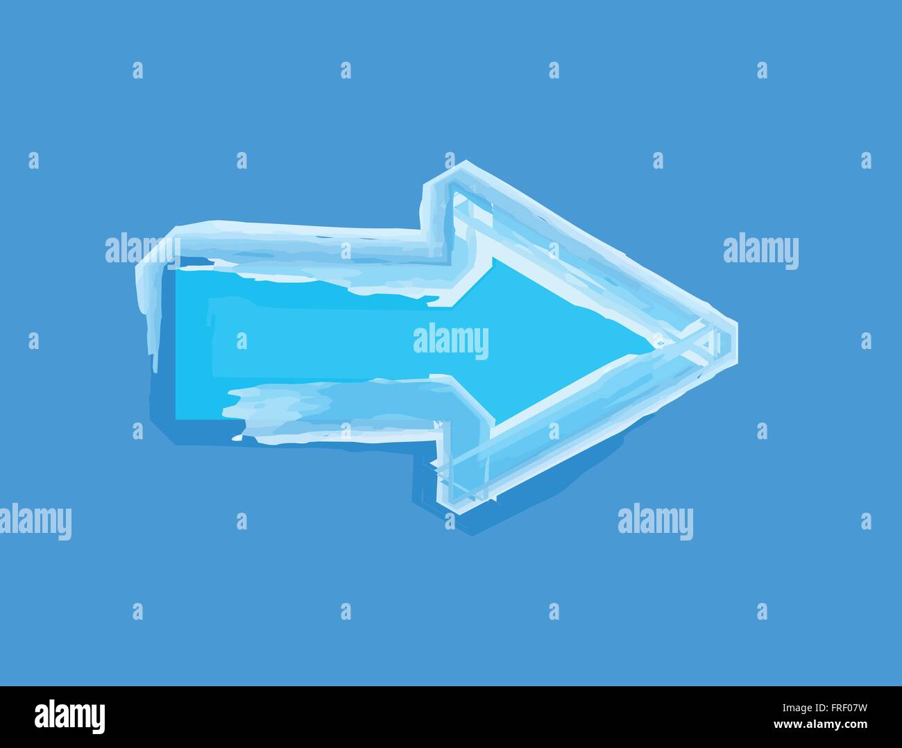 Freccia blu icona con una texture ghiacciata Illustrazione Vettoriale