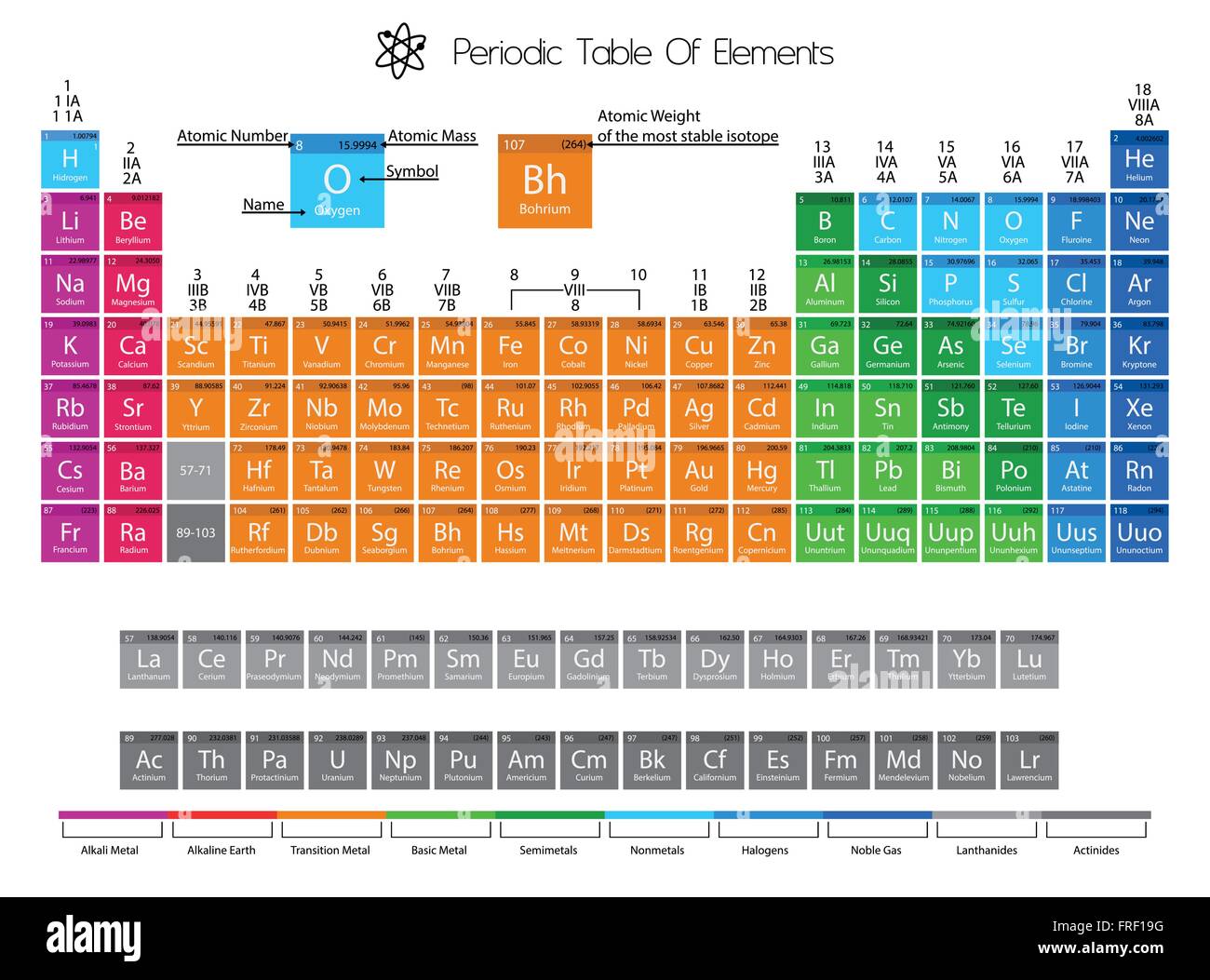 Tavola periodica degli elementi con delimitazione di colore Immagine e