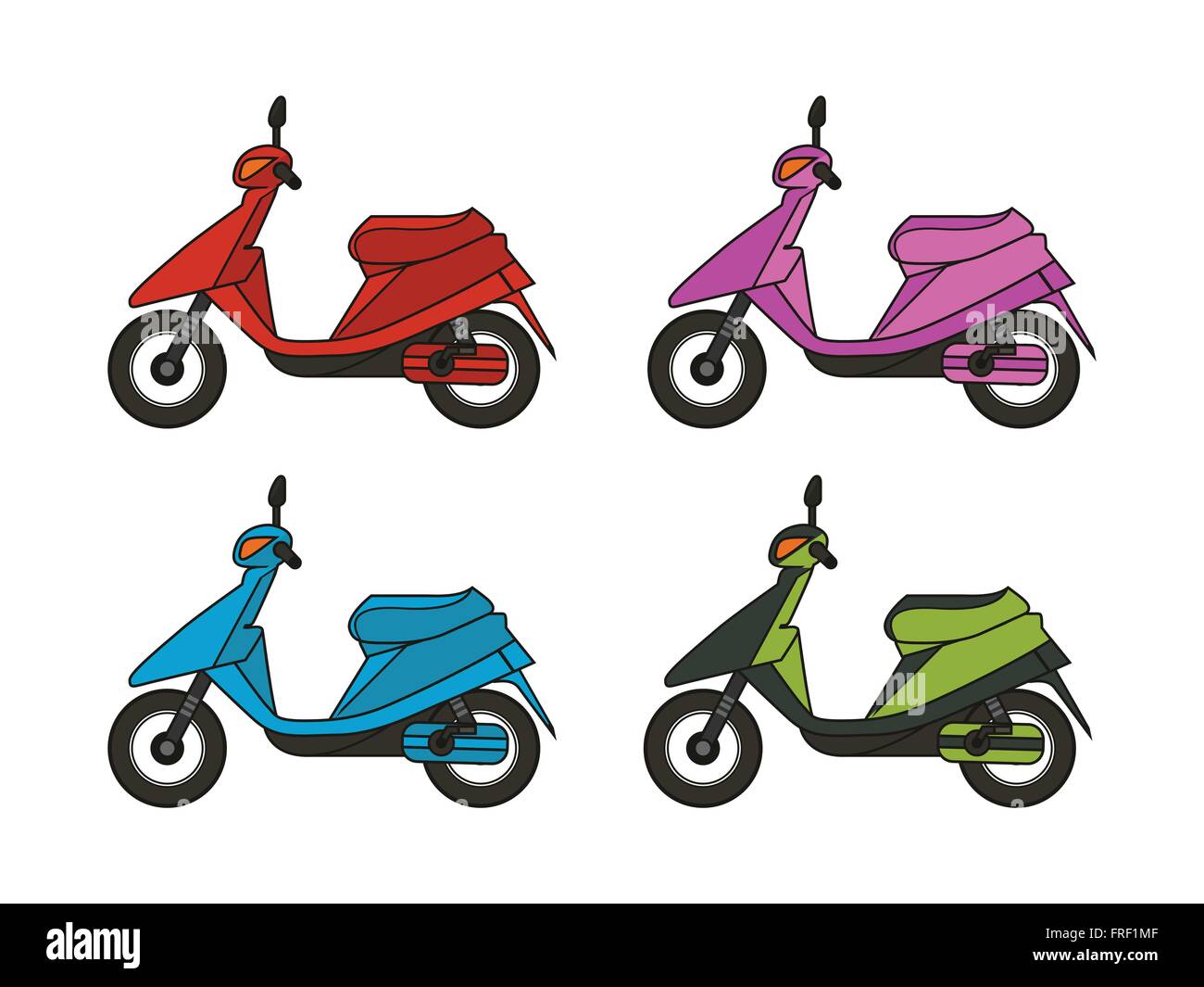 Scooter colorato su sfondo bianco Illustrazione Vettoriale