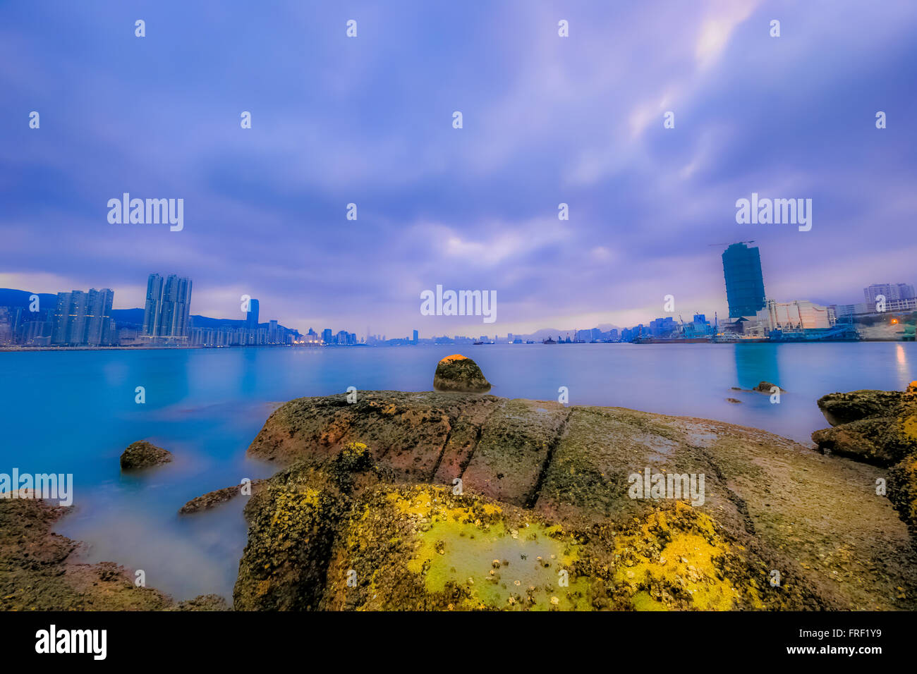 Foto Ha preso in riva al mare di Lee Yue Mun, Kowloon, Hong Kong Foto Stock