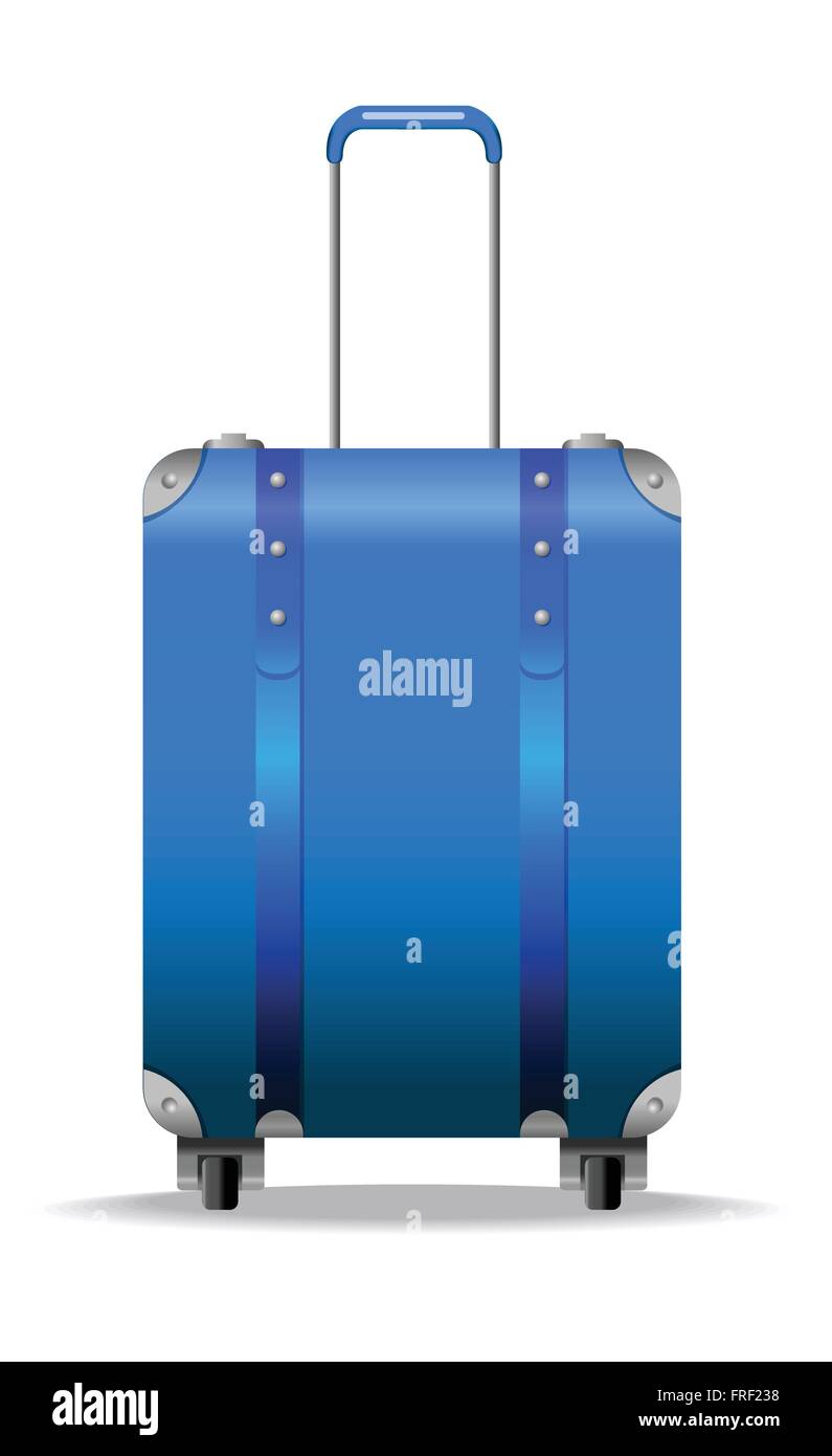 Valigetta da viaggio, blu. Su sfondo bianco. Illustrazione Vettoriale