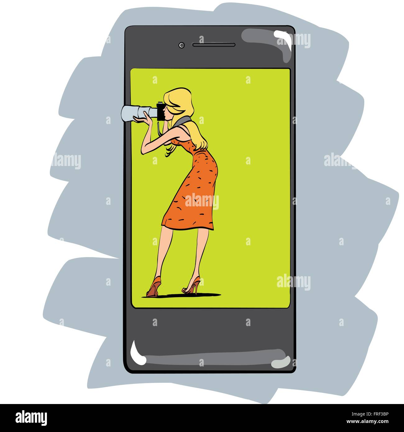 La ragazza prende le foto con il suo telefono Illustrazione Vettoriale