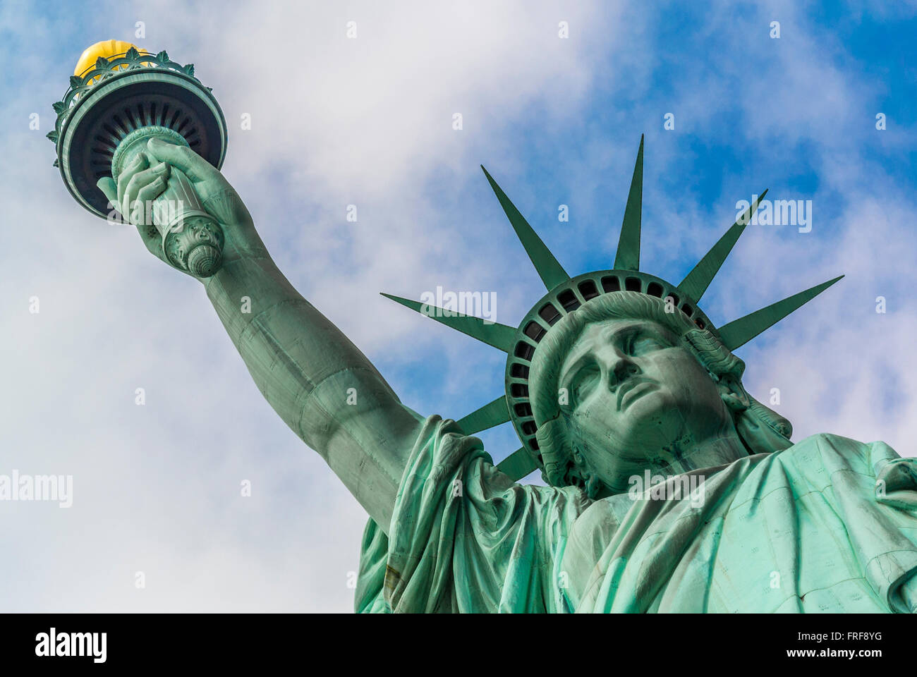 Primo piano della Statua della libertà, Liberty Island, New York City, USA. Foto Stock