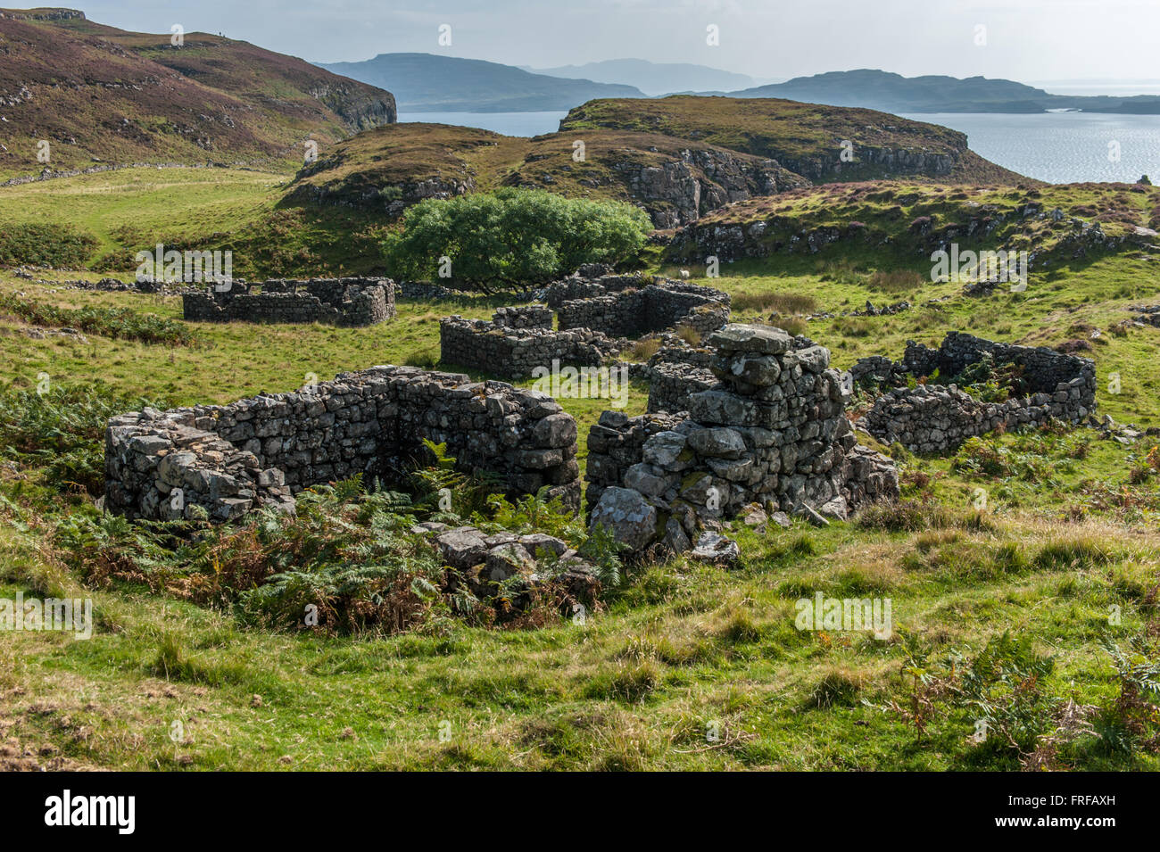 Il villaggio abbandonato di Crackaig sull'Isle of Mull Scotland Foto Stock