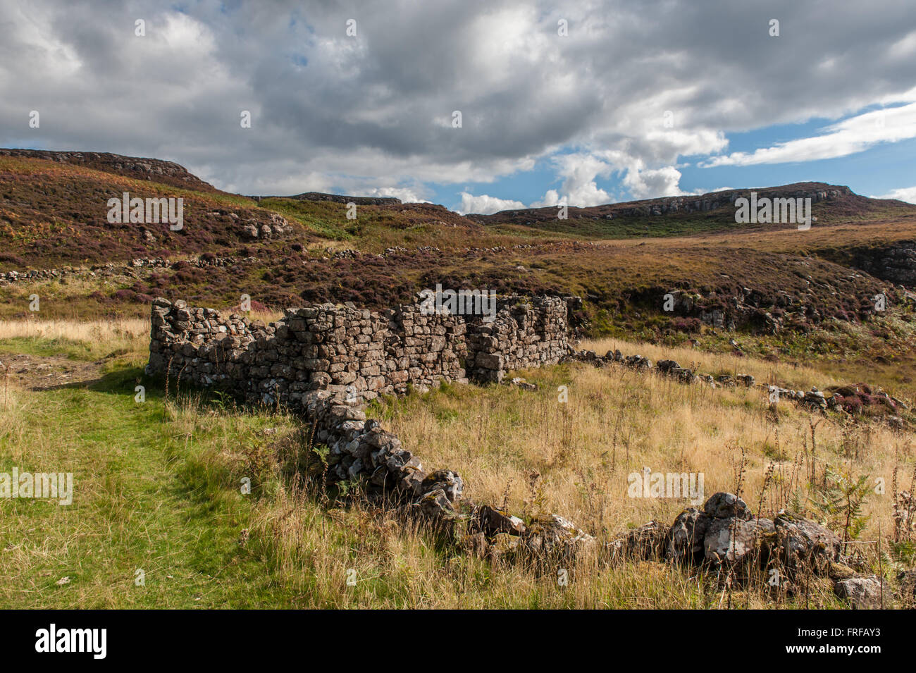Rovine a Ormaig sull'Isola di Ulva Scozia Scotland Foto Stock