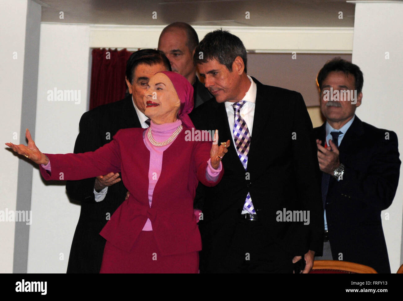 L'Avana, Cuba. 22 Mar, 2016. Alicia Alonso(parte anteriore), mitico ballerino e coreografo di Cuba il Balletto Nazionale (BNC), assiste il discorso pronunciato da U.S. Il presidente Barack Obama all'Alicia Alonso Grand Theater in Havana, capitale di Cuba, il 22 marzo 2016. Credito: Prensa Latina/Xinhua/Alamy Live News Foto Stock