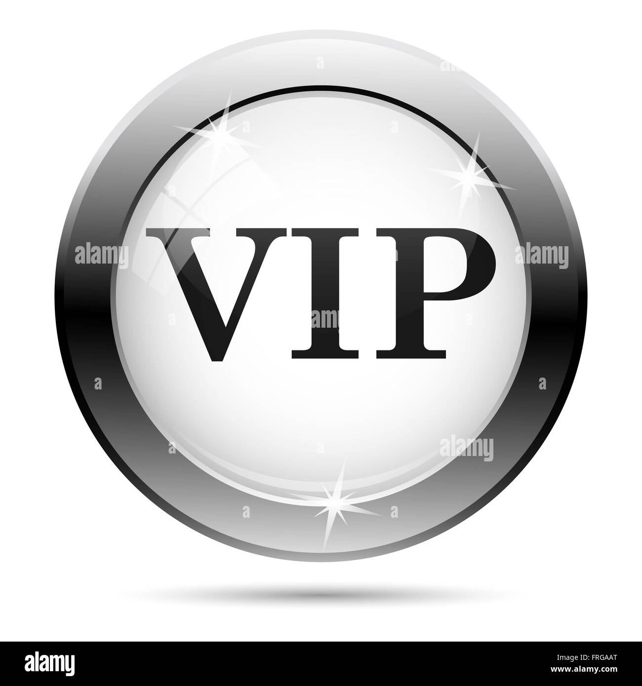 Icona metallico con design nero su bianco sullo sfondo di vetro Foto Stock