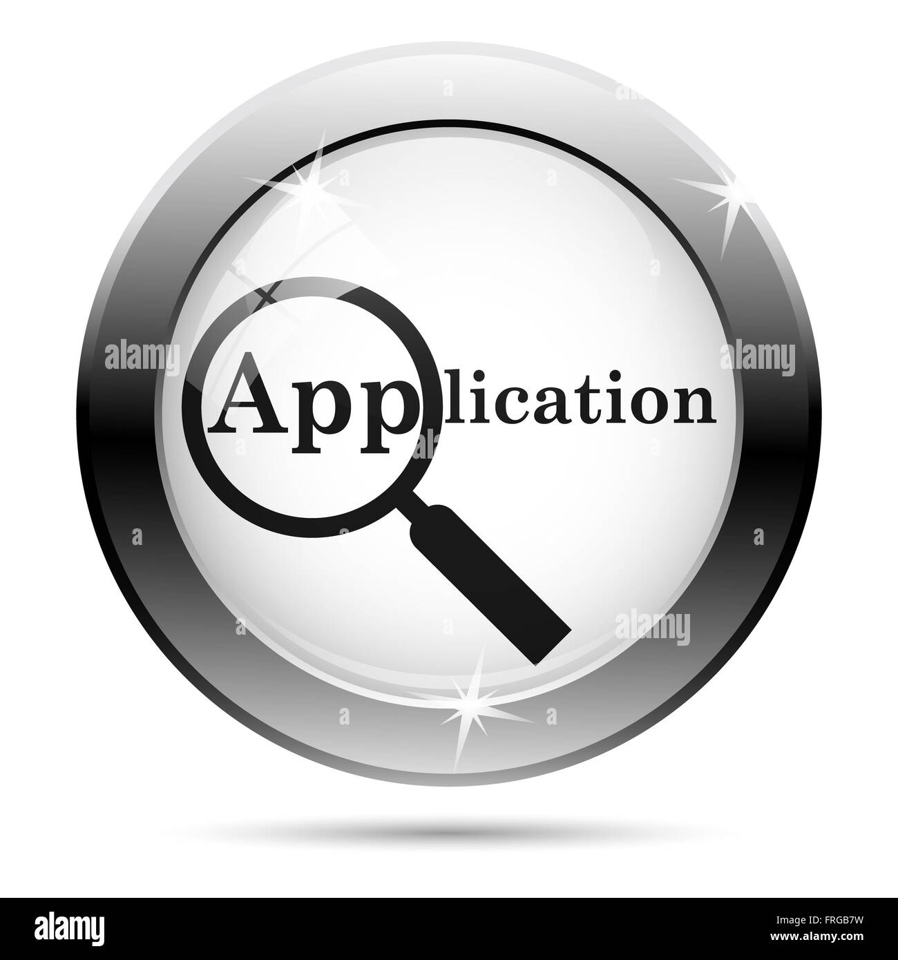 Lucido metallico icona lucido su sfondo bianco Foto Stock