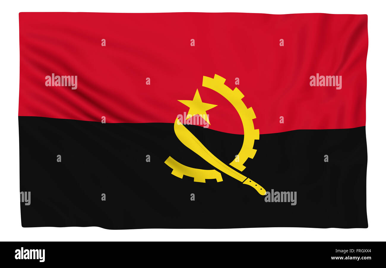 Bandiera dell'Angola , isolato su bianco. Foto Stock