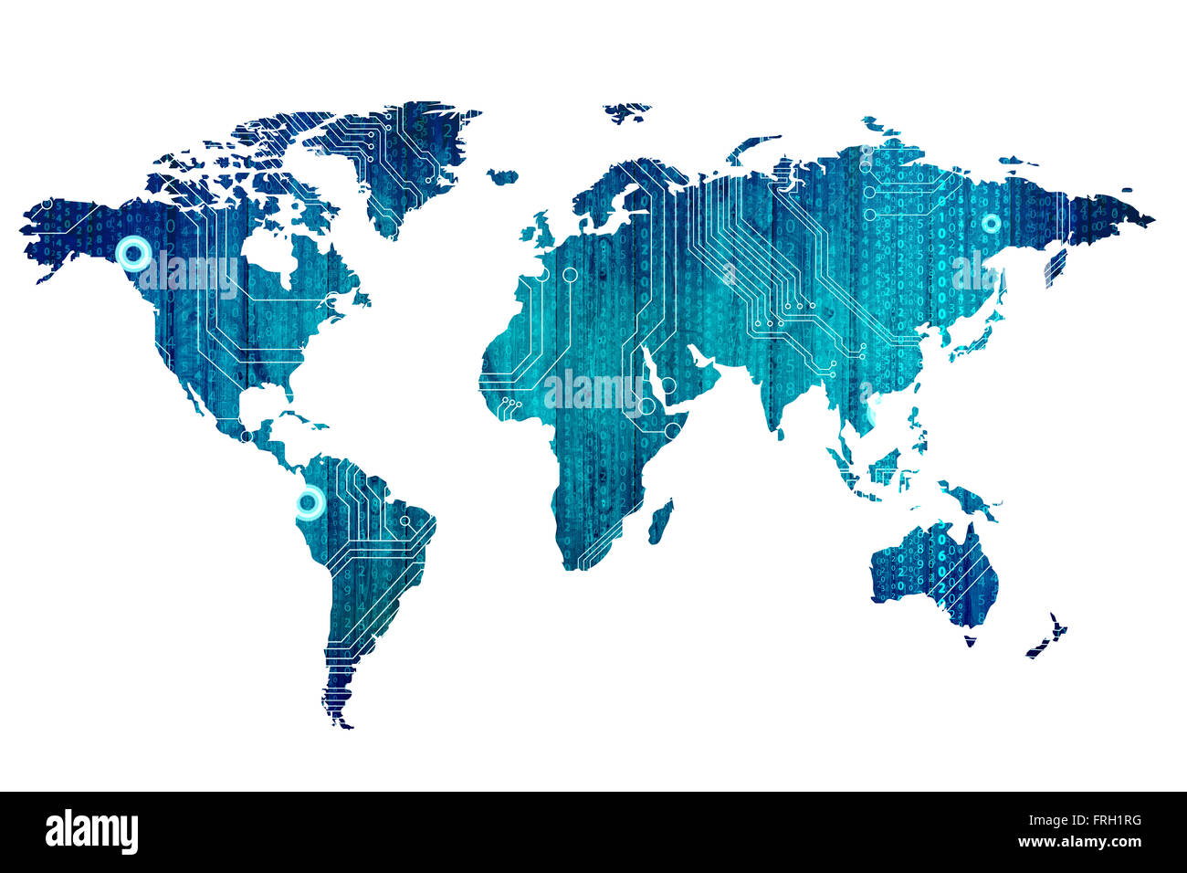 Digital World map Foto Stock