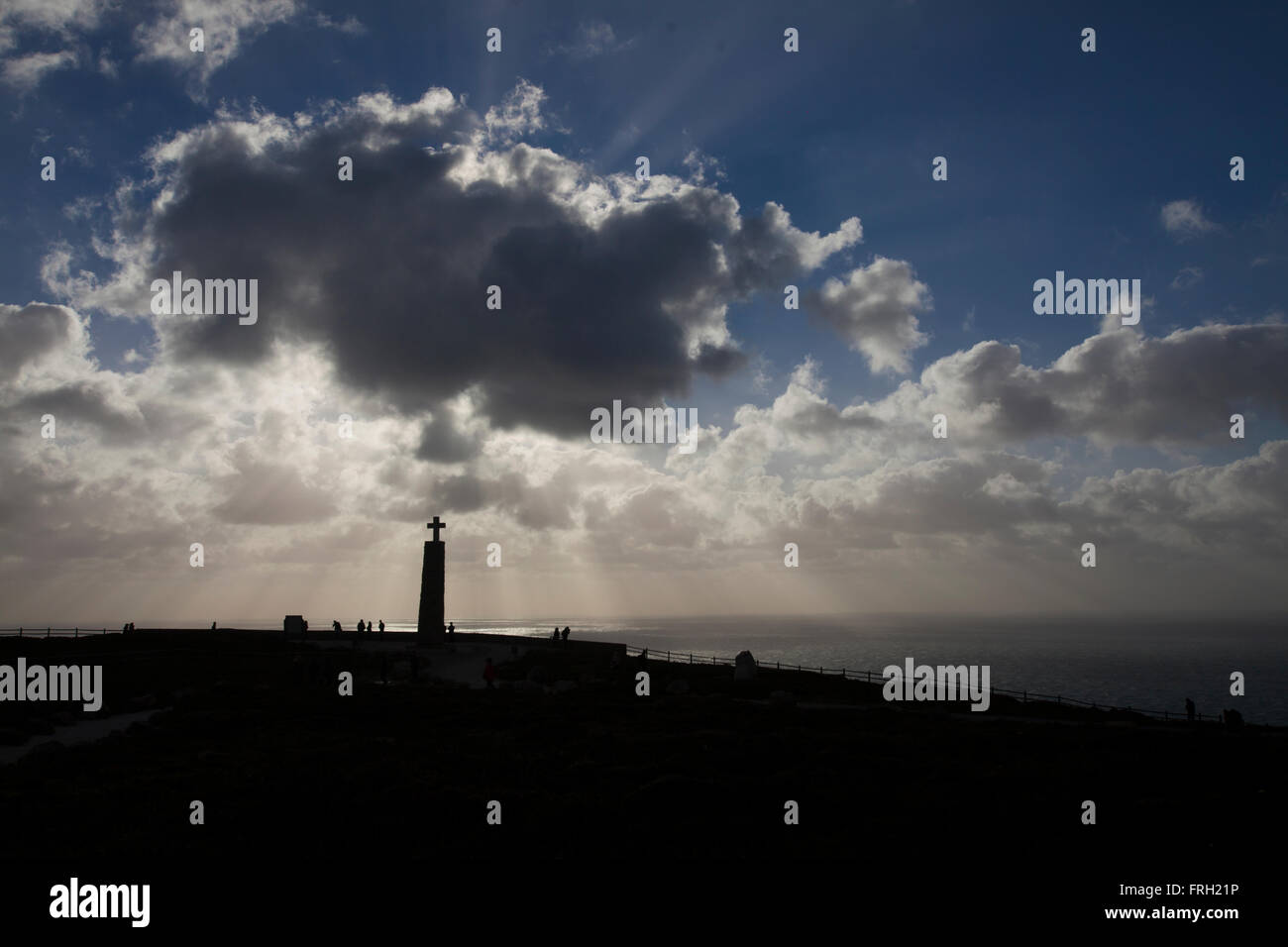 Cabo da Roca, raggiungere il punto più a ovest del continente europeo, a Sintra, Portogallo. Foto Stock