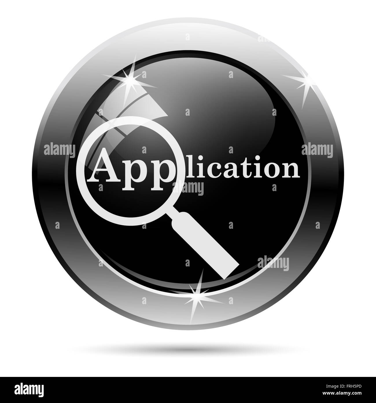 Icona dell'applicazione. Internet metallico pulsante su sfondo bianco. Foto Stock